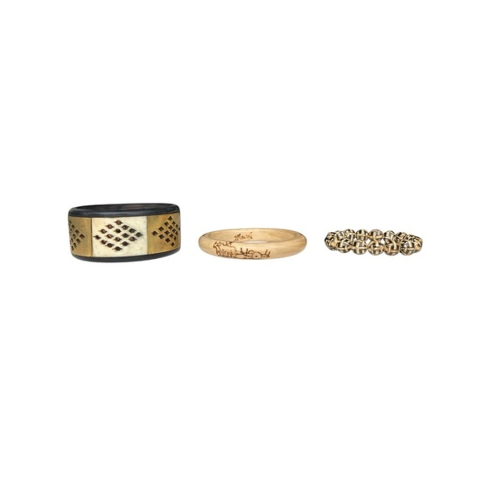 Stylish Bohemian Black and Gold, Bone & Bead Bracelet Set